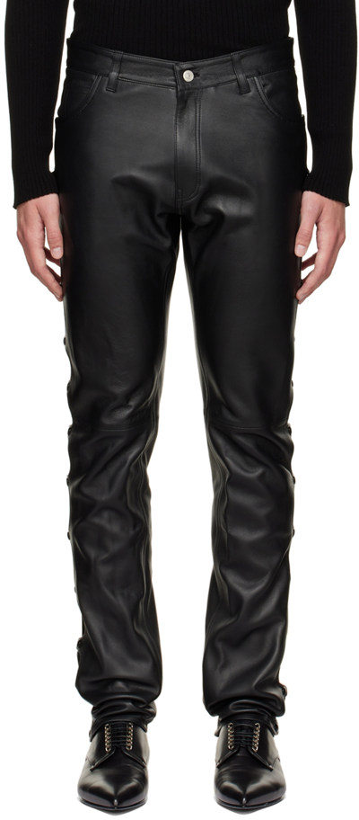 Courrges Black Cut-out Leather Pants