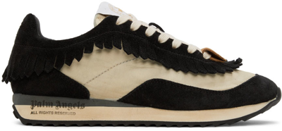 Palm Angels Off-white & Black Fringe Runner Trainers In  Beige
