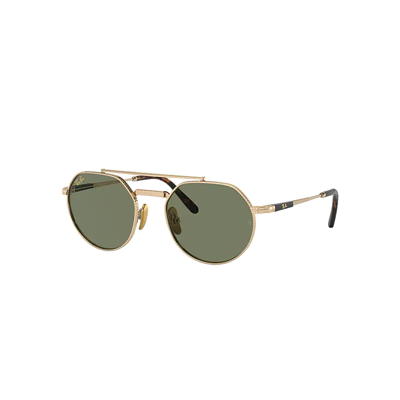 Ray Ban Jack Ii Titanium Sunglasses Gold Frame Green Lenses 51-20