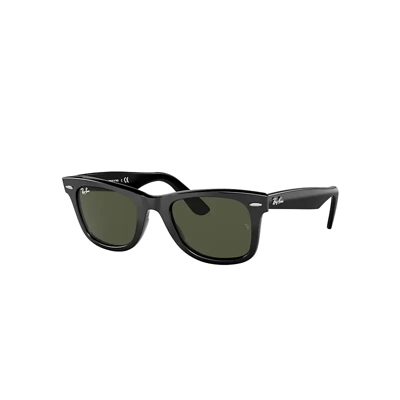 Ray Ban Original Wayfarer Bio-acetate Sunglasses Black Frame Green Lenses 50-22 In 135831 Black