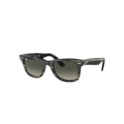 Ray Ban Original Wayfarer Bio-acetate Sunglasses Striped Grey Frame Grey Lenses 50-22