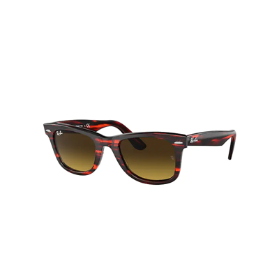 Ray Ban Original Wayfarer Bio-acetate Sunglasses Striped Red Frame Brown Lenses 50-22