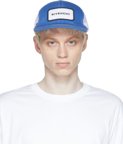 Givenchy Blue & White Trucker Cap In 490-blue/ White