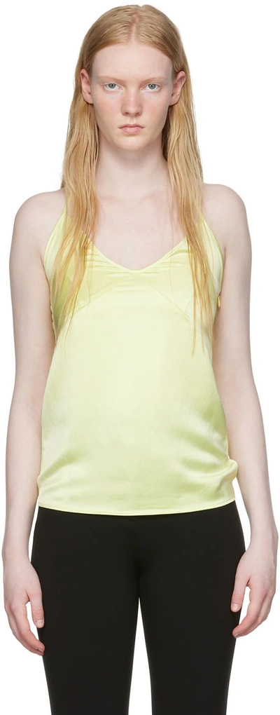 Hugo Satin Regular-fit Camisole Top With Crossed Straps- Light Yellow Women's Casual Tops Size 4
