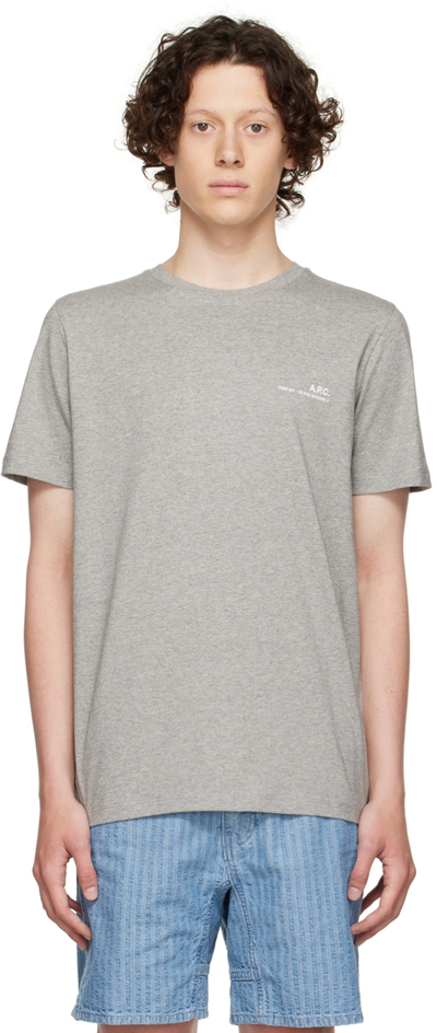 Apc Logo-print Cotton T-shirt In Grey
