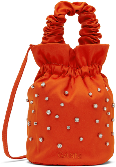Ganni Orange Mini Pouch Shoulder Bag In 317 Puffin's Bill