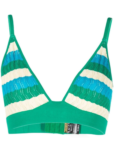 Dodo Bar Or Merry Striped Pointelle Knit Bralette In Turquoise