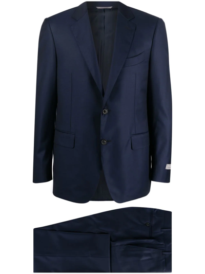 Canali Logo-patch Single-breasted Suit In Blau