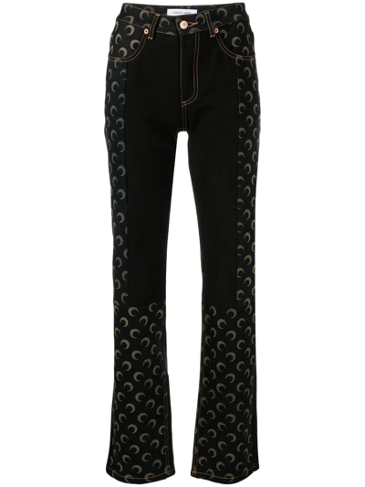 MARINE SERRE CRESCENT MOON-PRINT STRAIGHT-LEG JEANS