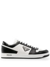 Prada Downtown Triangle-logo Sneakers In White,black