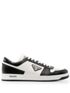 Prada Downtown Leather Low-top Sneakers In Military Green