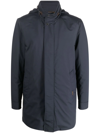 Moorer Wool Parka With High Neck And Side Pockets In Blau