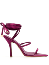 Ilio Smeraldo Orchid Red Canvas And Leather Sandals In Violett