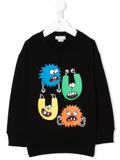 Herno Kids Black Sweatshirt With Multicolored Graphic Print In Nero