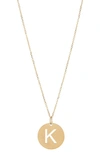 Karat Rush 14k Yellow Gold Gold Disc Initial Pendant Necklace In Gold- K