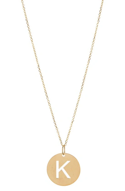 Karat Rush 14k Yellow Gold Gold Disc Initial Pendant Necklace In Gold- K