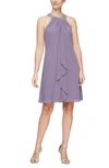 Slny Bead Braided Halter Chiffon Dress In Icy Orchid