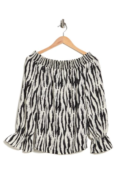 Patrizia Luca Off-the-shoulder Top In White/ Black