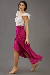 Maeve Ruffled Wrap Maxi Skirt In Purple