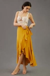 Maeve Ruffled Wrap Maxi Skirt In Yellow