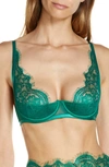 Oh La La Cheri Underwire Demi Bra, High Waist Panties & Suspenders Set In Ultramarine Green