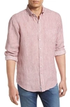 Rodd & Gunn Port Charles Stripe Linen Button-up Shirt In Sangria