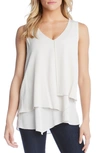 Karen Kane V-neck Layered Asymmetrical Tank In Stone