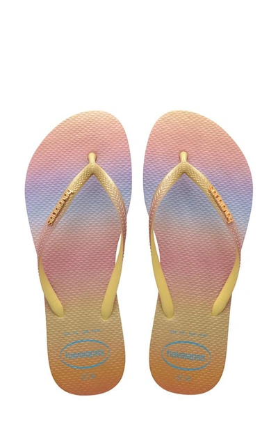 Havaianas Slim Gradient Sunset Flip Flops In Multicolor