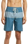 Fair Harbor The Anchor Swim Shorts In Blue/ White Stripes