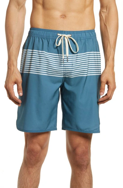 Fair Harbor The Anchor Swim Shorts In Blue/white Stripes