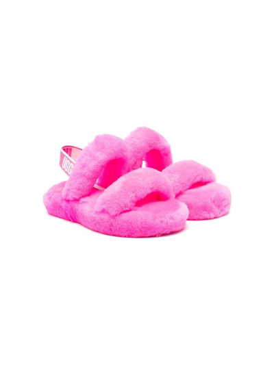 Ugg Kids' Fluff Yeah Slingback-strap Sandals In Pink
