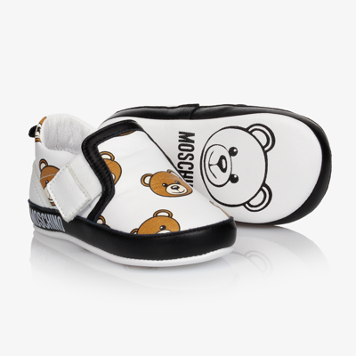 Moschino Baby Baby White Teddy Leather Shoes