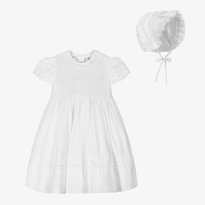 Sarah Louise Babies' Girls White Ceremony Dress Set