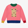 The Animals Observatory Bear Printed Wool Tricot Knit Sweater In Pink