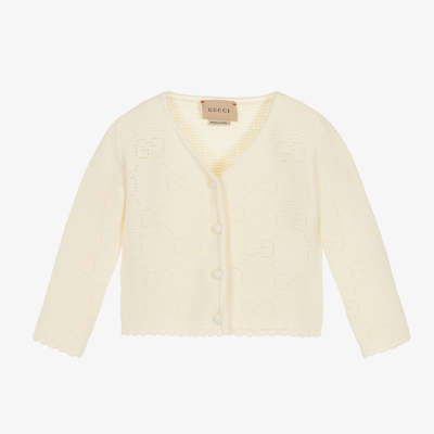 Gucci Girls Ivory Gg Knit Baby Cardigan In White ModeSens