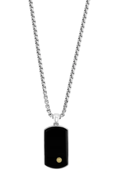 Effy 18k Gold & Sterling Silver Onyx Dog Tag Pendant Necklace In Black