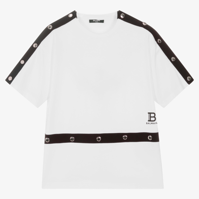 Balmain Teen Boys White Logo T-shirt
