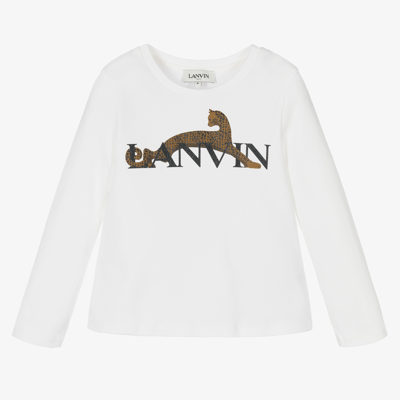 Lanvin Kids' Girls White Leopard Logo Top