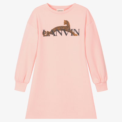 Lanvin Girls Teen Cat Logo Sweatshirt Dress In Pink