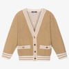 BALMAIN GIRLS TEEN GOLD GLITTER LOGO CARDIGAN