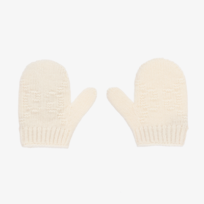Gucci Ivory Wool Gg Baby Mittens