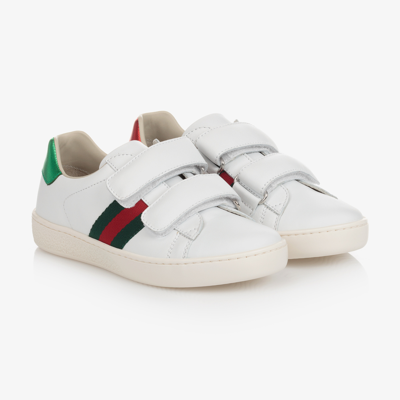 Gucci White Leather Ace Trainers