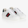 GUCCI WHITE ACE LEATHER TRAINERS