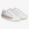 BURBERRY TEEN WHITE LACE-UP TRAINERS