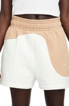 Nike Color Clash Color Block Fleece Shorts In Off-white