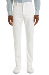 Zegna Men's Solid Cotton-stretch Denim Trousers In White