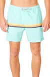 Rip Curl Surf Revival Volley Swim Trunks In Washed Aqua 8074
