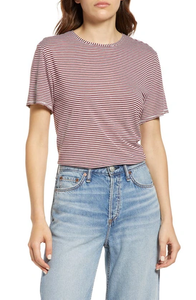 Rag & Bone Michal Stripe T-shirt In Burgundy/ Multi