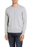 Schott Solid Cotton Crewneck Sweater In Heather Grey