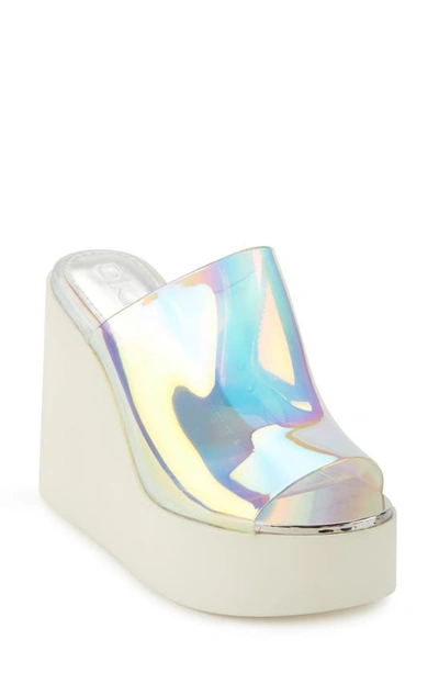 Dkny Pen Platform Wedge Sandal In Silver